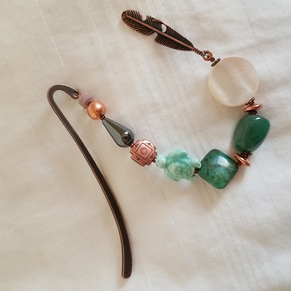 Copper Turtle Shell Jadeite Hematite Bookmark